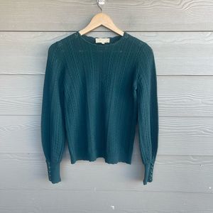 Sezane green 100% merino wool Stevie sweater